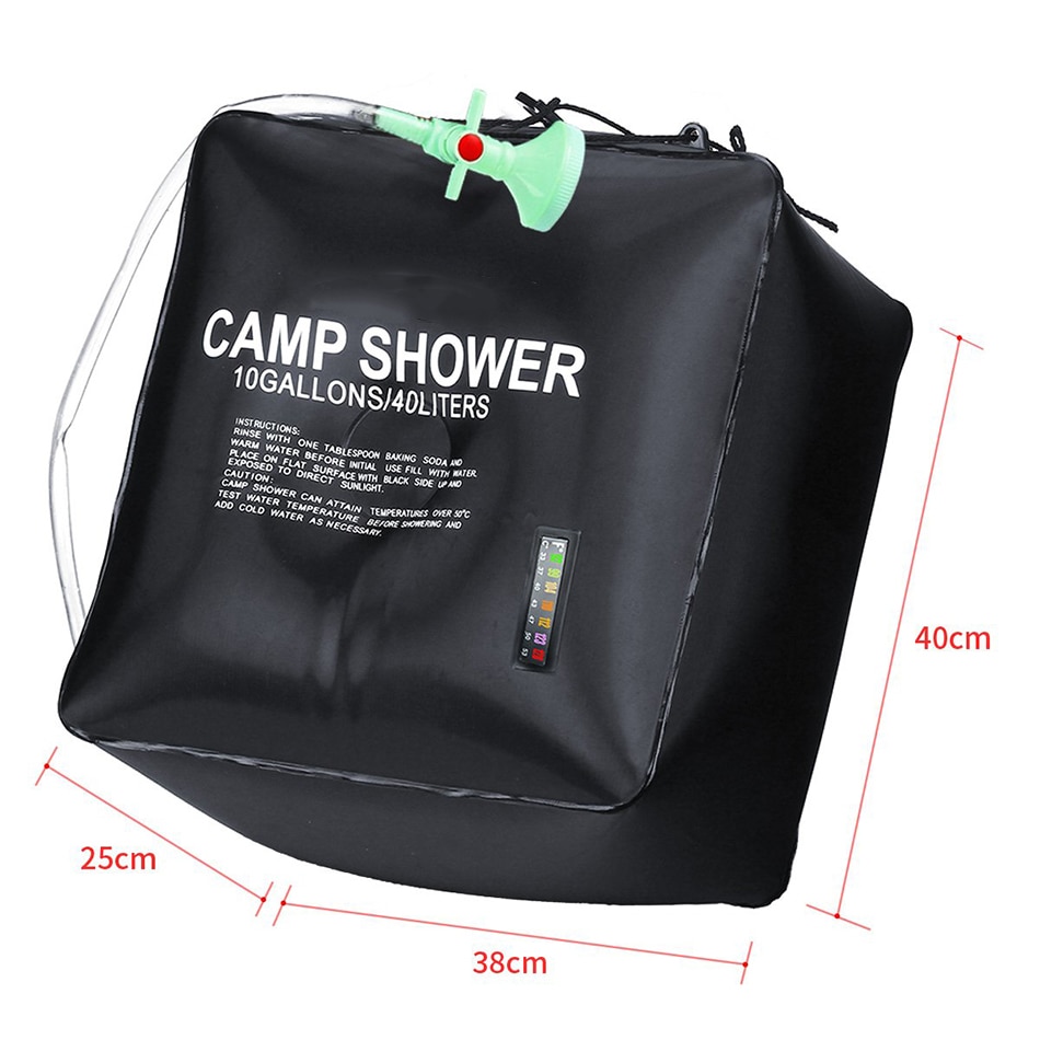 MYJ 40L Solar Shower Bag Foldable Sun Heating Camping Shower Portable Outdoor Sun Shower Bag with Removable Head