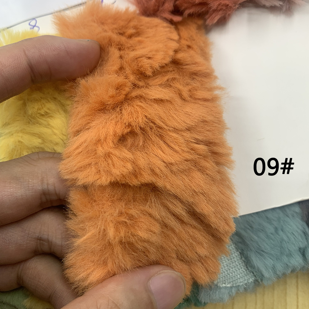 Embossed Microfiber 100% Polyester Fabric Rabbit Faux Fur Fleece Fabric For Cotton Doll Hair Plush Toy 25x45cm: Yellow