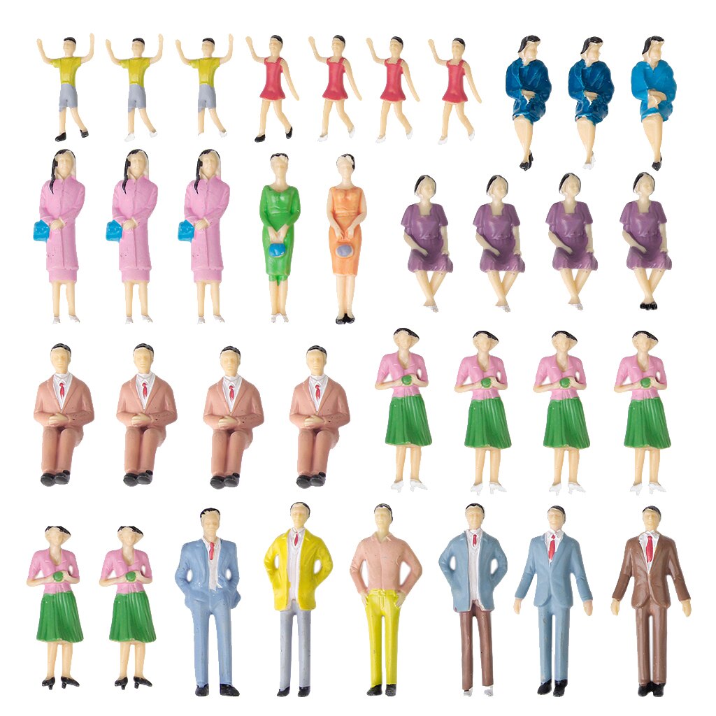 Lot 50 Stuks Model Trein Mannen Vrouwen Mensen Geschilderde Figuren Passenage 1/30 Schaal