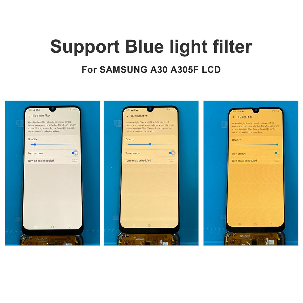 6.4 & #39 ;& #39 ; skjerm for samsung galaxy  a30 a305/ ds  a305fn a305g a305gn a305yn lcd berøringsskjerm digitizer med rammemontering