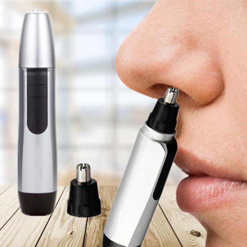 Electric Nose Hair Trimmer Ear Beard Eyebrow Trimmer Razor Nose Hair Cut Clipper Trimmer for Men Removal Face Care Kit: silver white