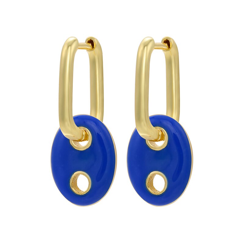 Zhukou Emaille Varken Neus Hoop Oorbellen Zomer Rijke Olieverfschilderij Kleur Vrouwen Kleine Hoepel Oorbellen Sieraden VE385: blue