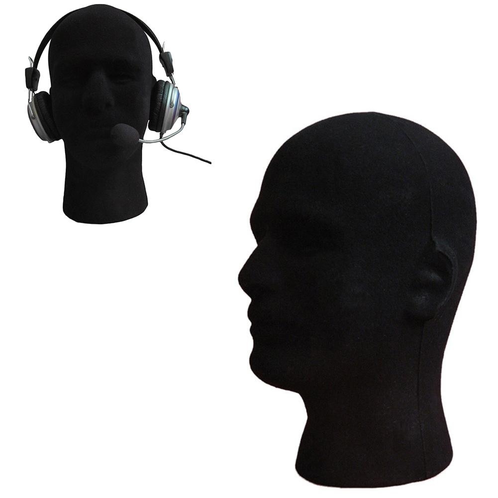 Mannelijke Zwarte Polystyreen Piepschuim Foam Hoofd Model Stand Pruik Haar Hoed Headset Mannequin Hoofd Display Stand Rack