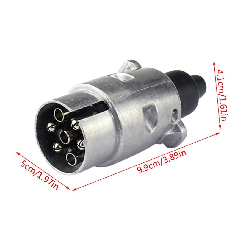 7 Pin N Type Tow Bar Socket & Plug Kit - Aluminium Trailer Light Connector With Brass Pins