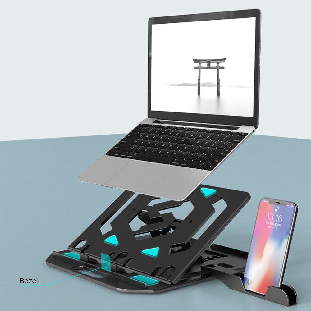 Elevation Laptop Stand With Phone Stand 11-17 Inch Cooling Rack Adjustable Non Slip Desktop Stand Foldable For Macbook Xiaomi