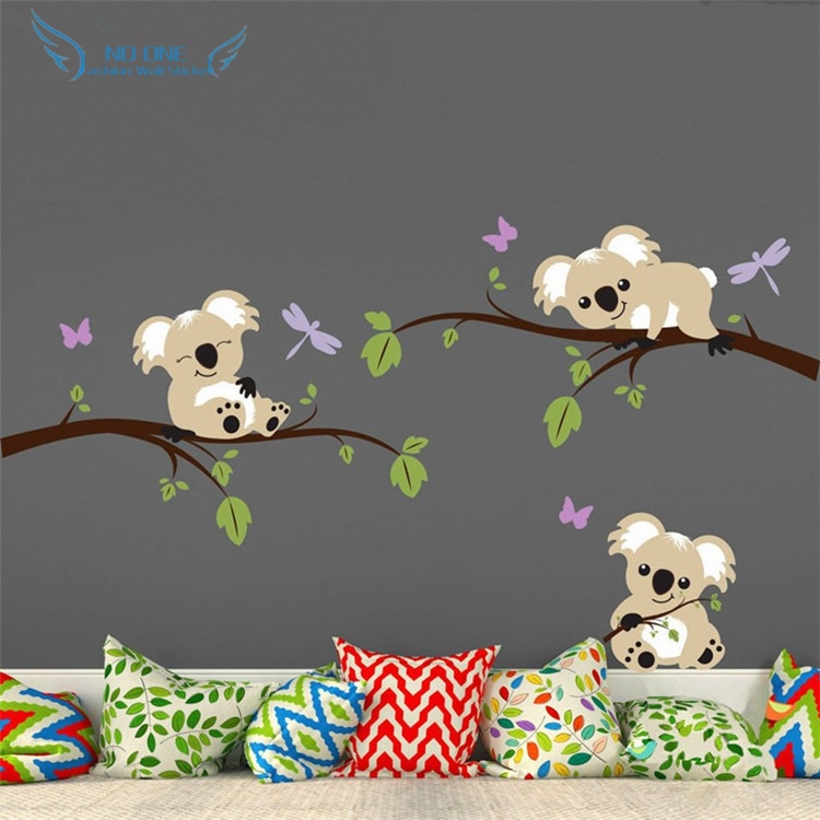 Koala Bear Lying On The Branches Wall Decal Vinyl Grandado