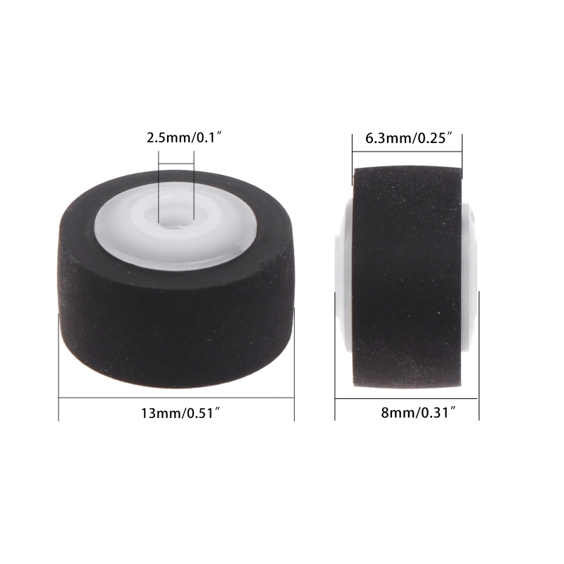 5Pcs Wheel Belt Pulley Rubber Pressure Recorder Cassette Deck Pinch Roller Tape Stereo Player 13x8x2.5mm Pinch Roller
