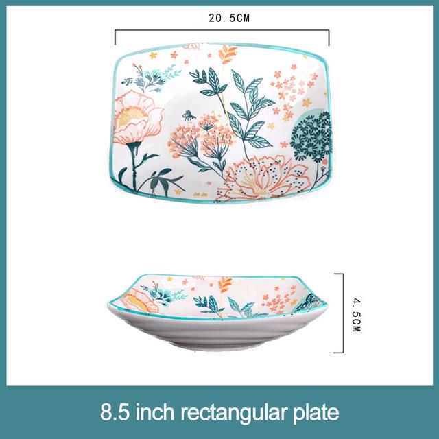 Juego de platos de cerámica para fruta, ensalada, Bol para arroz o sopa, bandeja redonda, vajilla decorativa de porcelana de hueso, platos de cocina: 8.5 inch plate