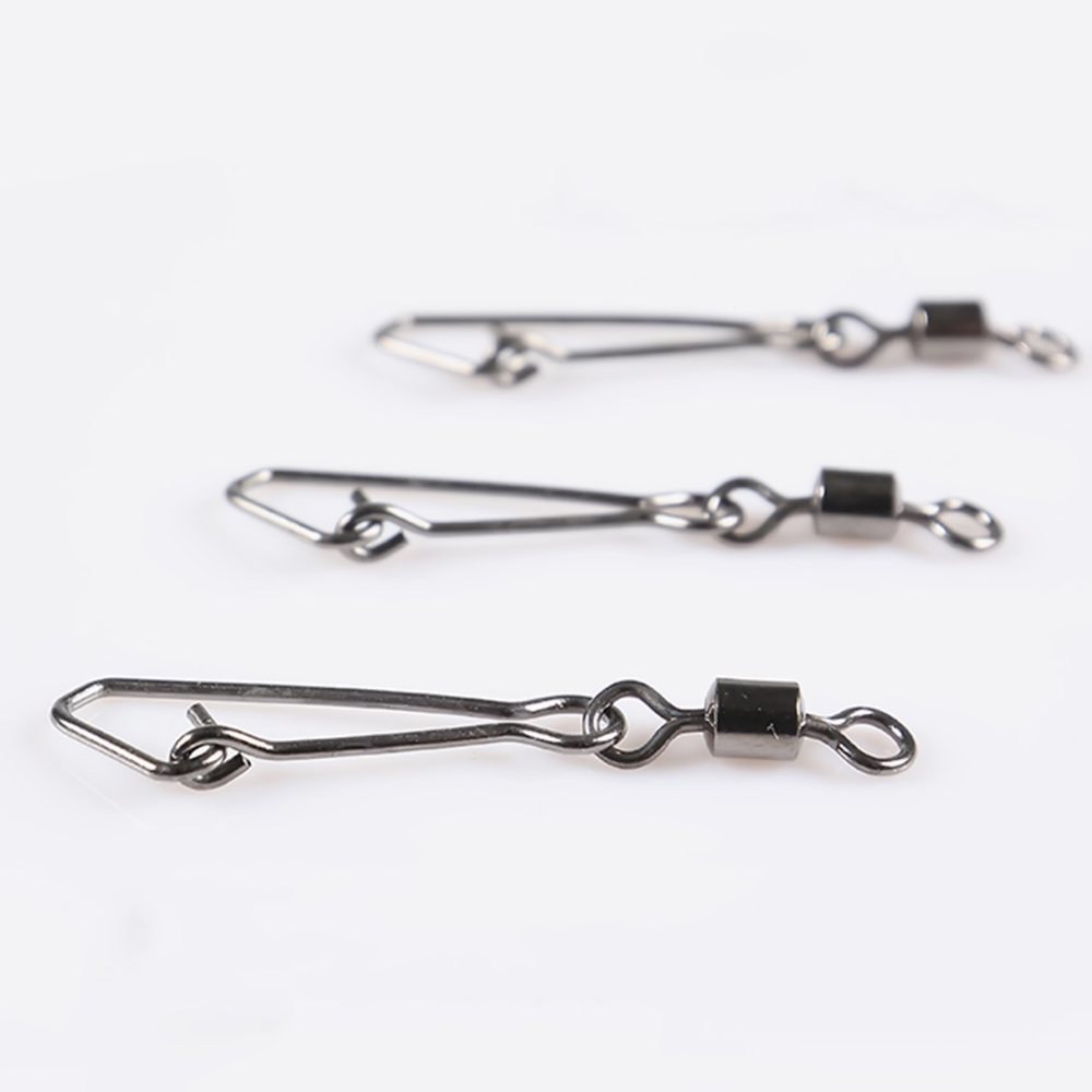 JOSHNESE 50PCS Stainless Steel Fishing Swivels MS+QL Interlock Rolling Swivel With Hooked Snap Fish Hook Connector