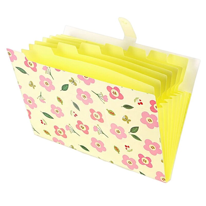 Expanding File Folder Floral A4 and Letter Size Archival File Holder Organizer 8 Pockets: YELLOW