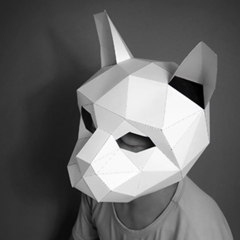 Mascarilla de papel moldeado de Origami, máscara facial completa hecha a mano, creativa, divertida, para fiestas de baile, accesorios de cámara, Juguetes
