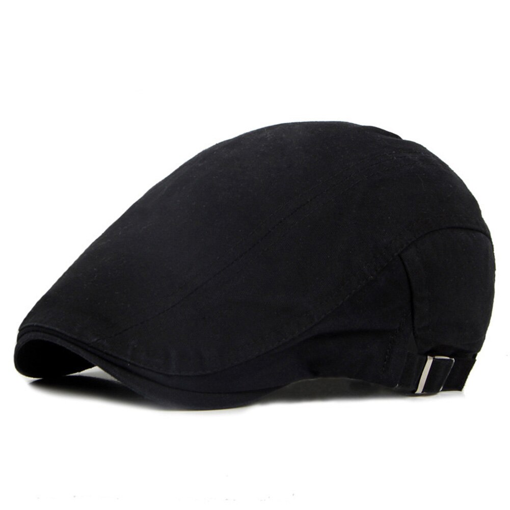 Mænd kvinder ensfarvet kausal duckbill cap udendørs sport flad beret hat kausal duckbill cap udendørs sport flad beret ha: Sort