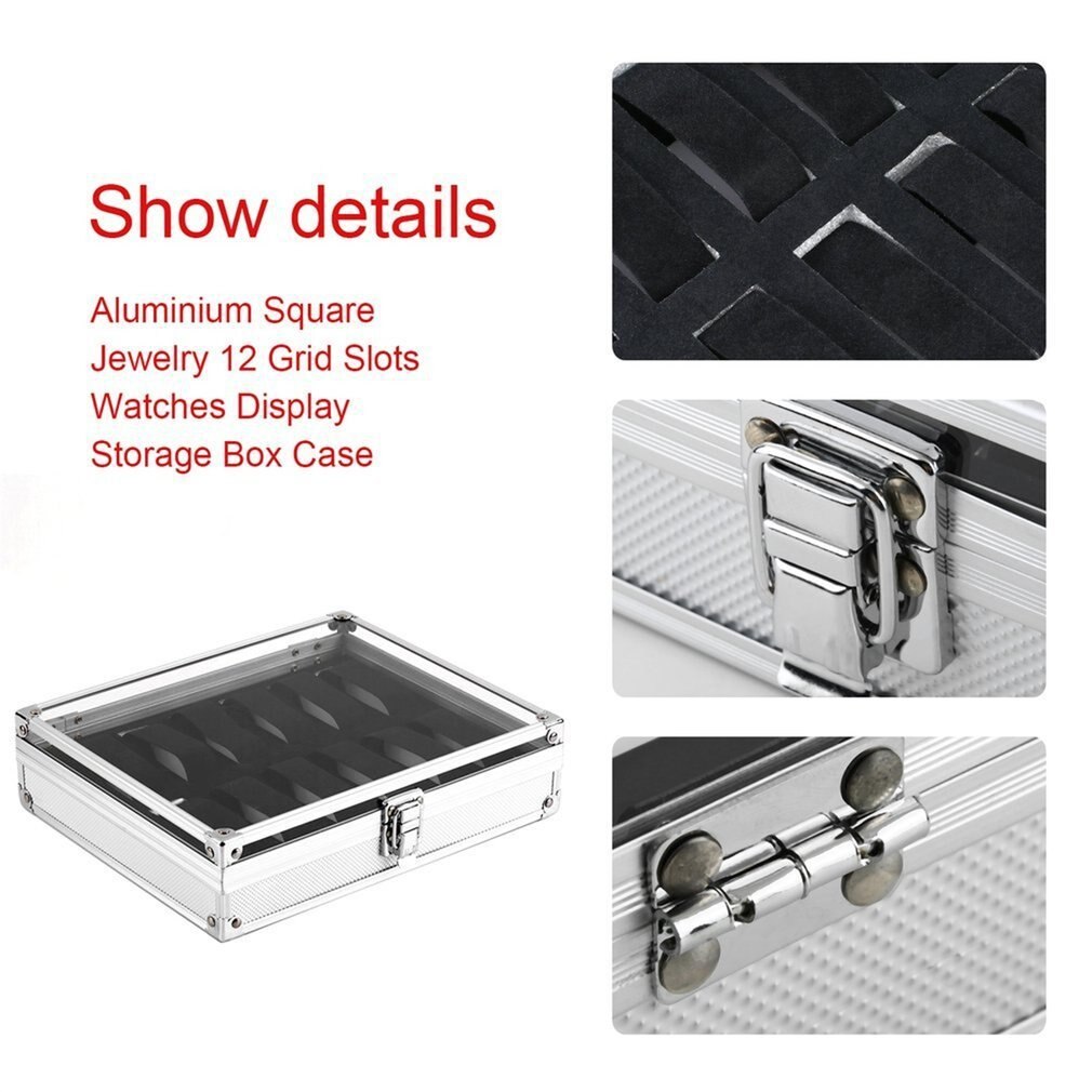 Metal Case 6/12 Grid Slots Polshorloge Display Case Opslag Houder Organisator Horloge Case Sieraden Dispay Horloge Doos