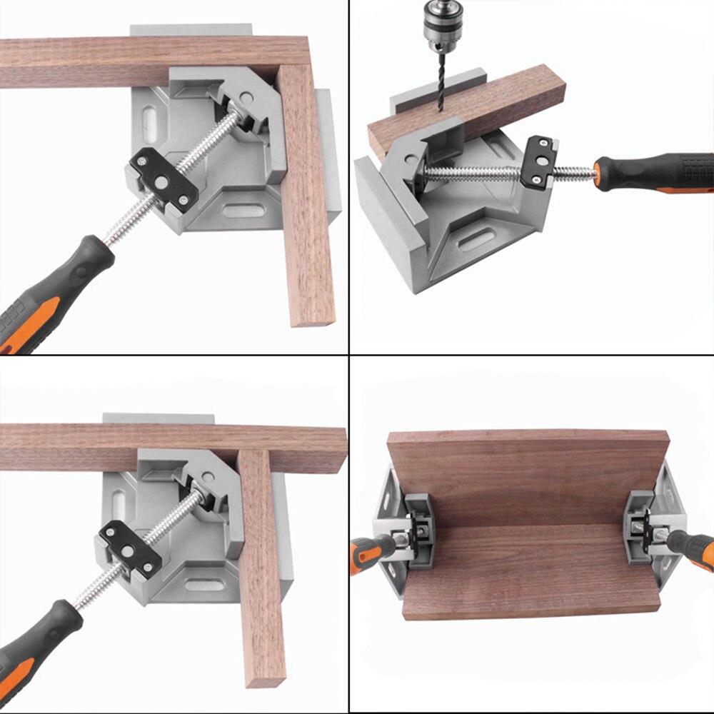 2 stk aluminium enkelt håndtag 90 graders vinkel klemme vinkel klemme træbearbejdning ramme klip ret vinkel mappe værktøj