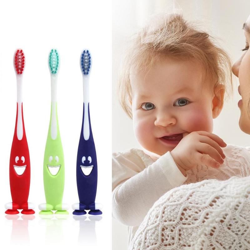 3pcs/Set Ultra Soft Bristles Kids Cartoon Smile Antibacterial Toothbrushes