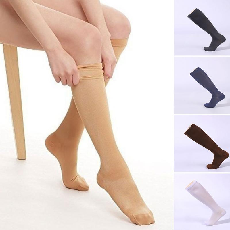 Høst unisex kompresjonsstrømper trykk åreknuter strømpe knehøy benstøtte stretch trykk sirkulasjon