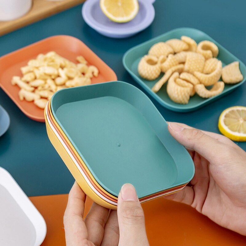5 inch PP Square Dinner Dish Vegetable Fruit Cake Dessert Snacks Serving Plate Dining Table Garbage Tray Container