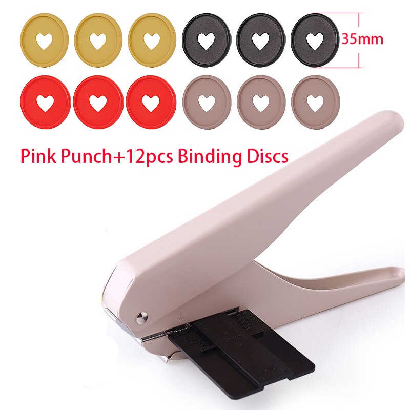 Metal Mushroom Hole Standard Punch T-shape Hole Book Punch Discs Binder Planner Binding Discs DIY Scrapbook Notebook Binder Ring: Pink Punch-Option 2