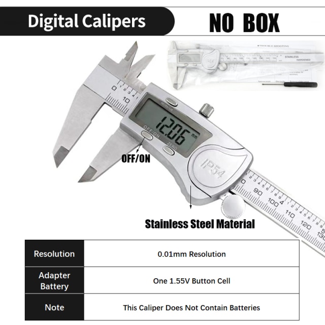 Digital Metal Caliper Electronic Vernier Caliper tool Micrometer Ruler Measuring Tools ABS Plastic Shell 0-150mm Calipers: Waterproof digitalN