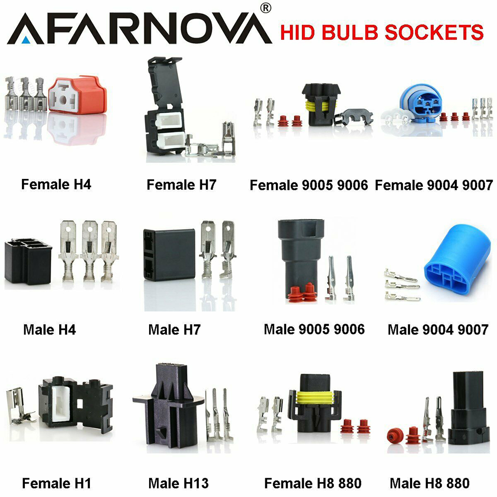 H4 9003 HB2 Keramische Vrouwelijke Socket Adapter Lamp Holder Mannelijke Koplamp Connector H1 H7 H8 H11 9005 9006 Lamp Plug hid Amp Terminal