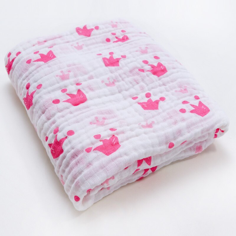 Klaring! Mousseline Inbakeren Baby Deken Zachte Katoenen Baby Wrap Sjaal Multiuse Baby Badhanddoek Luier Beddengoed Accessoires: Red crown