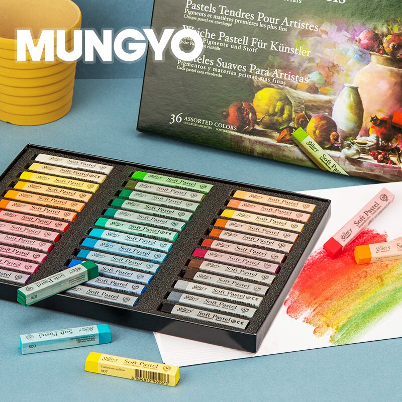 Mungyo mpv galleri bløde pasteller 12 24 36 48 farvede kridt pastelfarvning farveblyanter papkasse diverse sæt kunst tegning