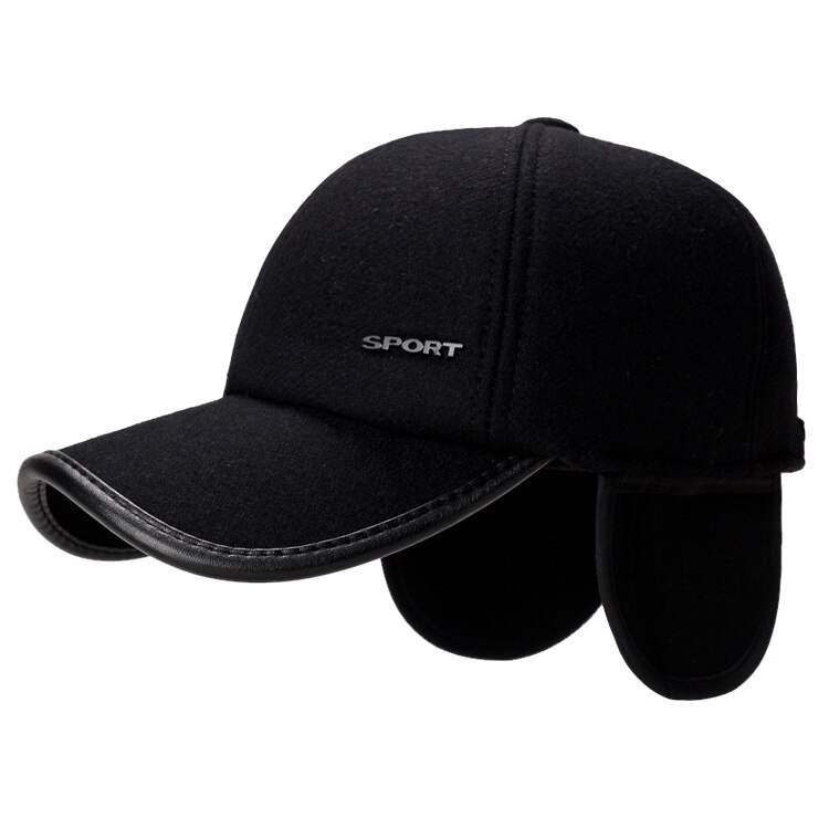 Autumn and winter men's and women's warm hat casual warm earmuffs hat outdoor sports baseball cap: Black