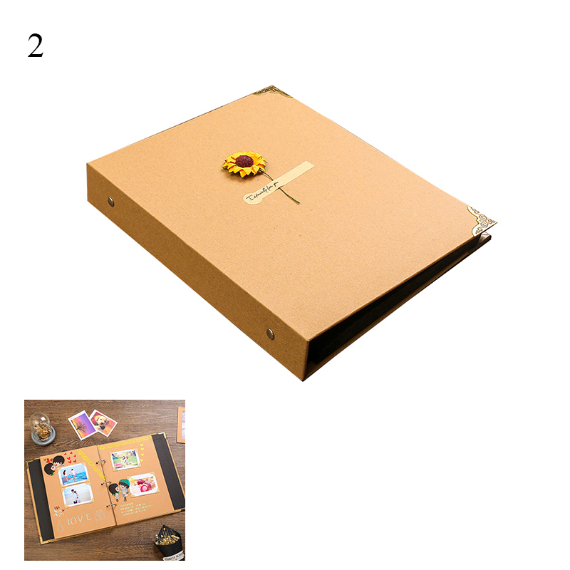 DIY Viscose Photo Album Vintage Sun Flower Photo Album Kraft Paper Photo Album Sticky Photo Album Durable Retro home Photo Album: 2