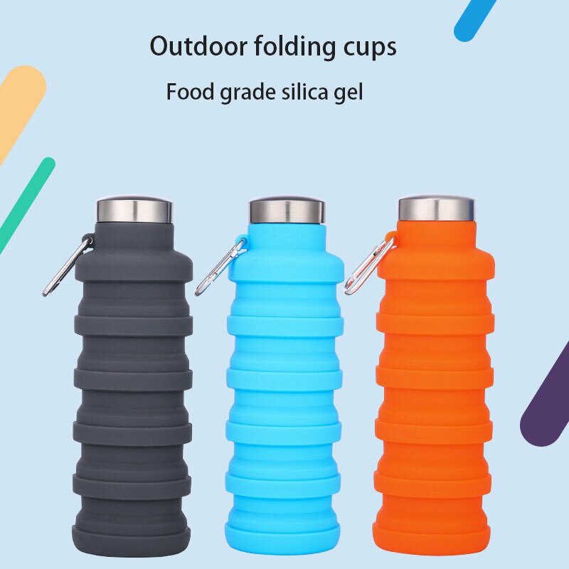 Draagbare Opvouwbare Siliconen Cup Sport Fles Water Voor Fietsen De Intrekbare Glas Sport Lekvrije Afdichting