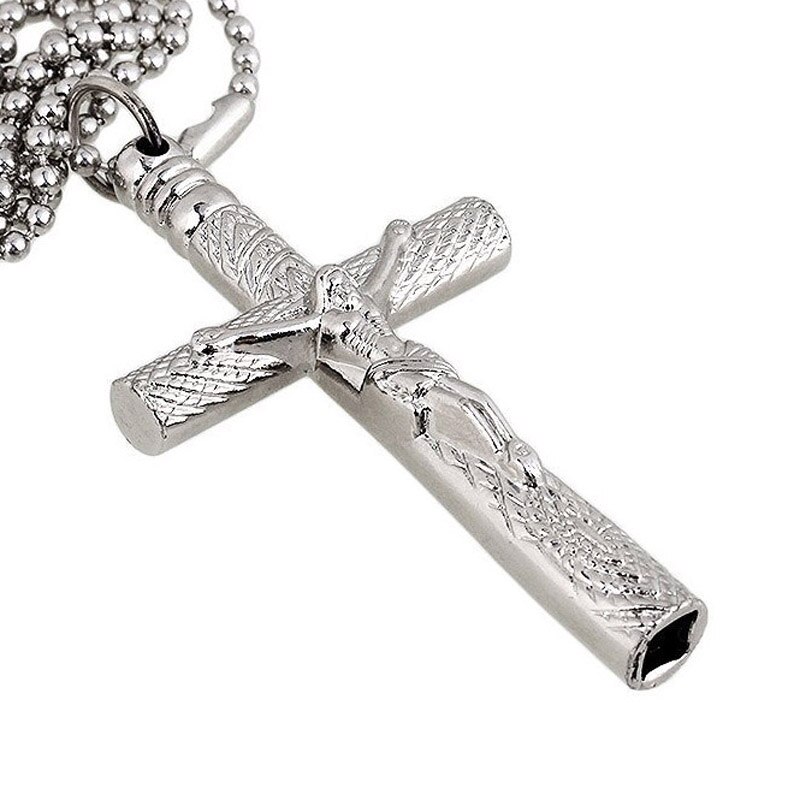Jesus Cross 6mm Drum Key Wrench Necklace 60cm/23.6in Length Chain Loop Crucifix Accessories Screw Set Tool Kit Accesorios: Chrome