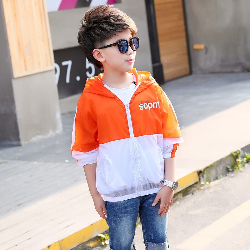 Kids Jongens Letters Gedrukt Bescherming Zomerzon Kleding Grote Maagdelijke Jas Casual Jas 6-12 Jaar Oud: Lotus kleur / 5