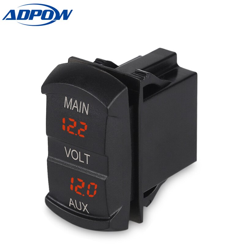 Voltímetro Digital para coche, barco y motocicleta, medidor de voltaje de 12-24V, LED, doble voltímetro, AUX, Monitor de batería principal