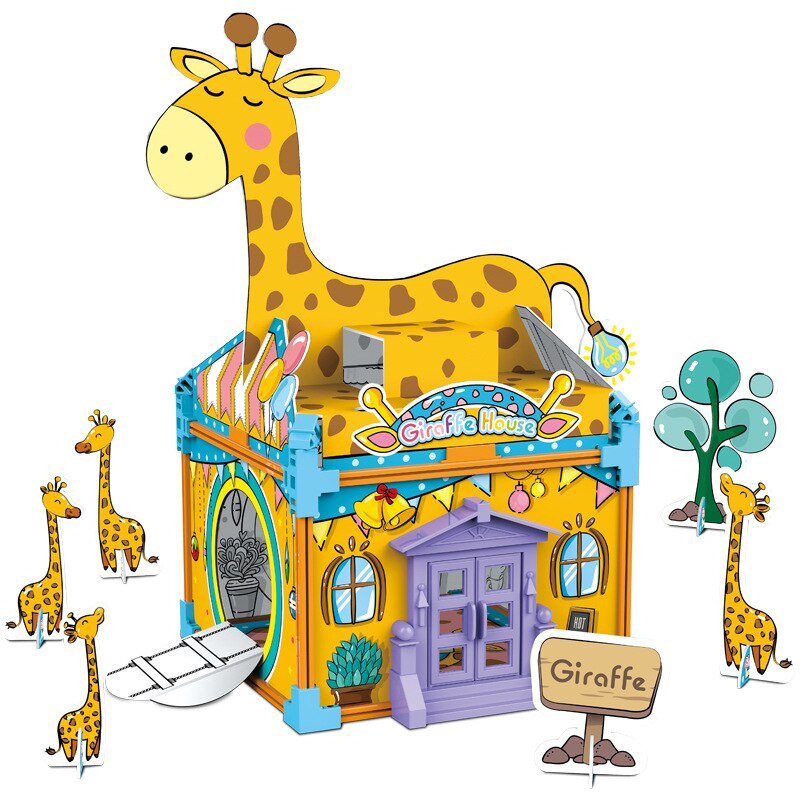 Diy puzzel, vulkleur, kartonnen blok, montagetekening, 3 d modelblokken, educatief speelgoed voor kinderen, stereo, graffitipuzzel