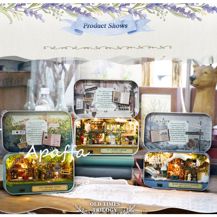 CUTE ROOM Doll House Furnitures Box Theatre DIY Model Miniatures Wooden Dollhouse Toys For Children Countryside Notes