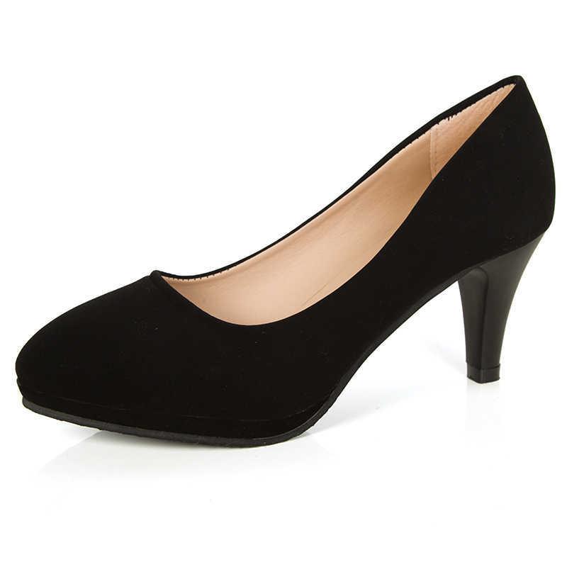 woman Pumps autumn thick heel shoes ol high-heeled shoes female the trend of ultra high heels female shoes: Black 7cm / 39