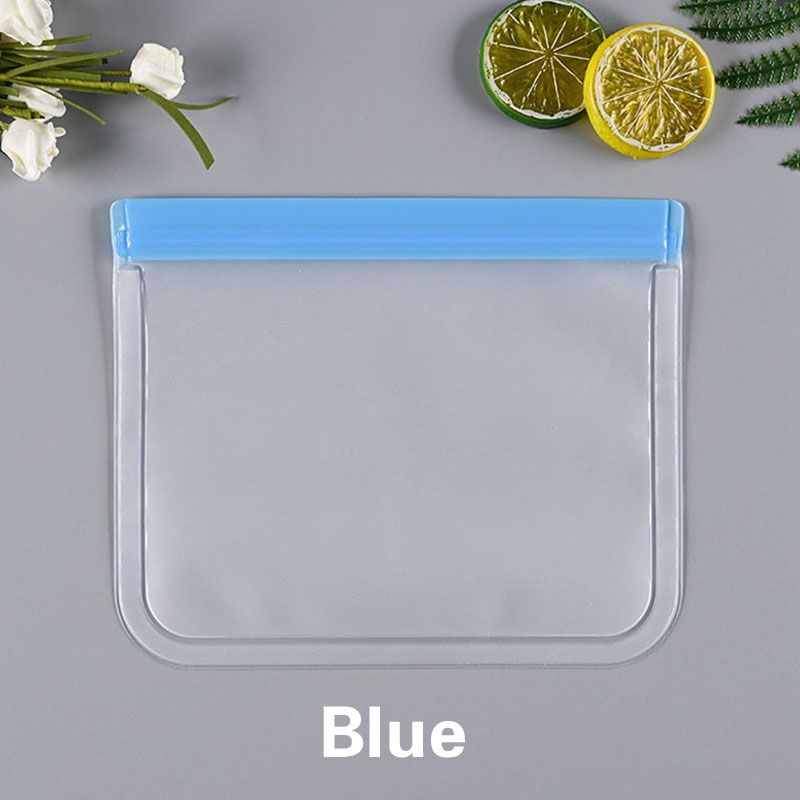 Silicone Food Storage Containers Leakproof Containers Reusable Stand Up Zip Shut Bag Cup Fresh Bag Food Storage Bag Fresh Wrap: Blue / 23x17 cm