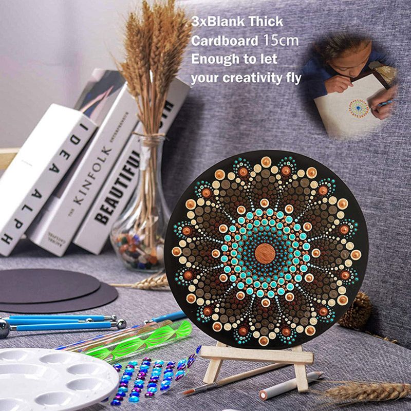 8pcs Black Round Cardboard Mandala Painting Paper DIY Cardboards for Artist Painter Art Supplies