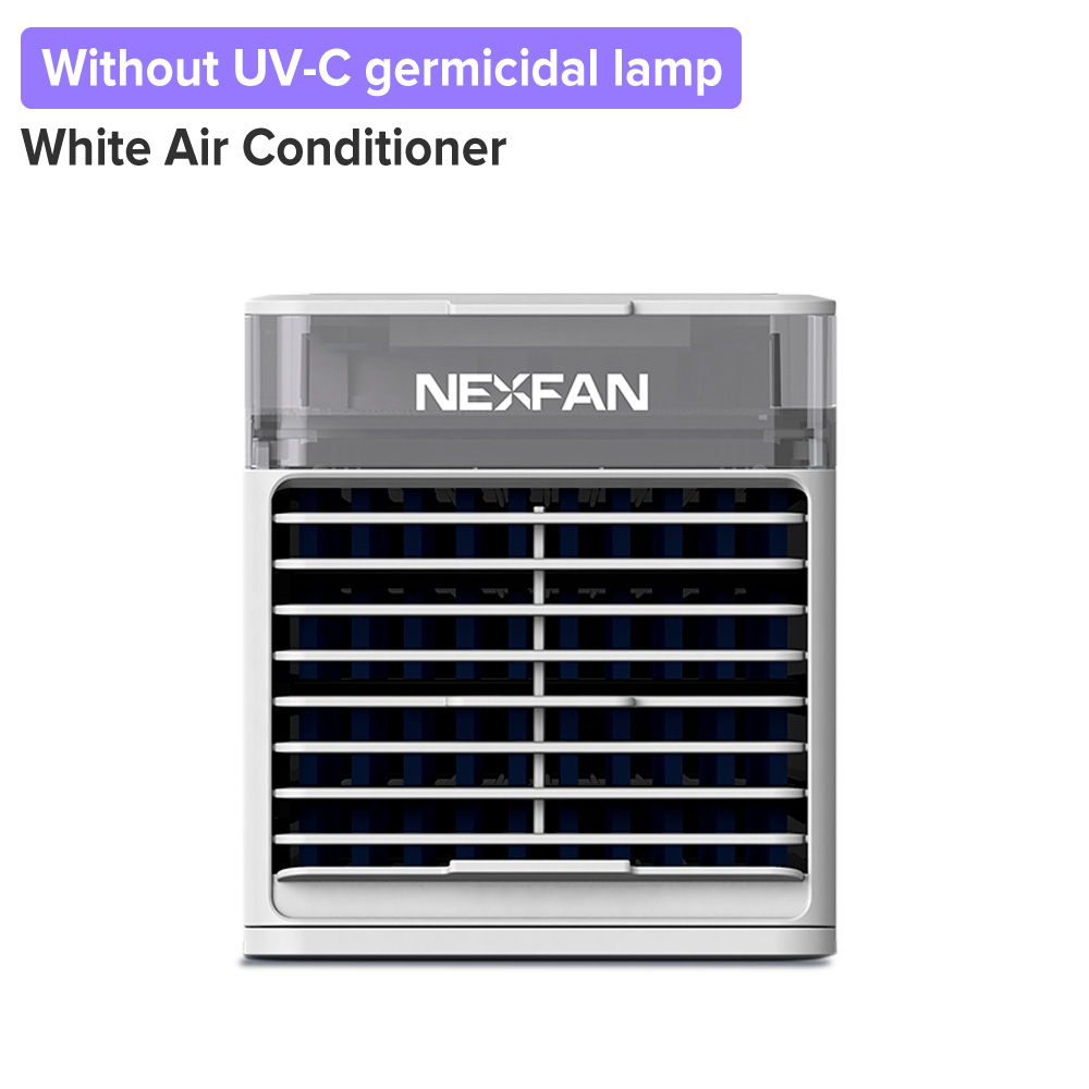 Uvc sterilisering mini bærbar klimaanlæg luftfugter luftkøler personlig plads luftkøling usb genopladeligt hjemmebordsvifte: Hvid