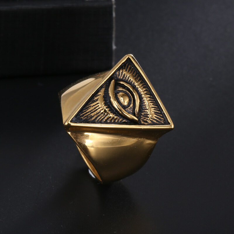 Retro God&#39;s Eye All-Seeing Eye Ring Men&#39;s and Women&#39;s Faith Amulet Style Accessories Jewelry: 14 / gold