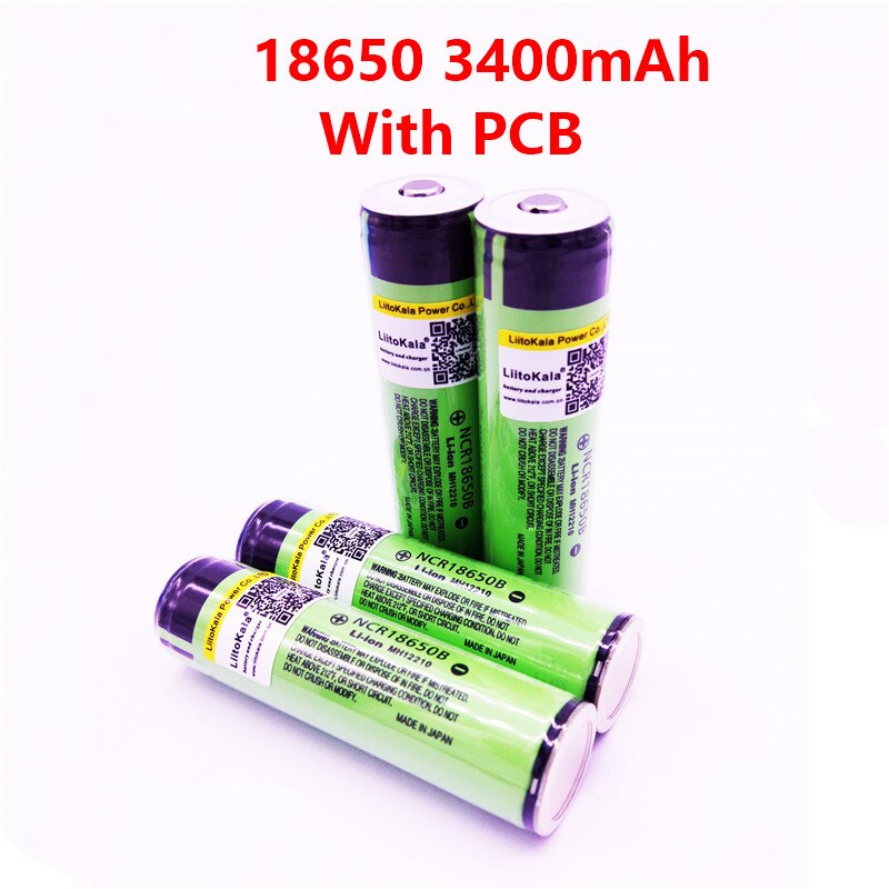 LiitoKala 100% Original 3,7 V NCR 18650B 3400 3400mAh batería recargable de energía de las baterías para linterna (PCB)