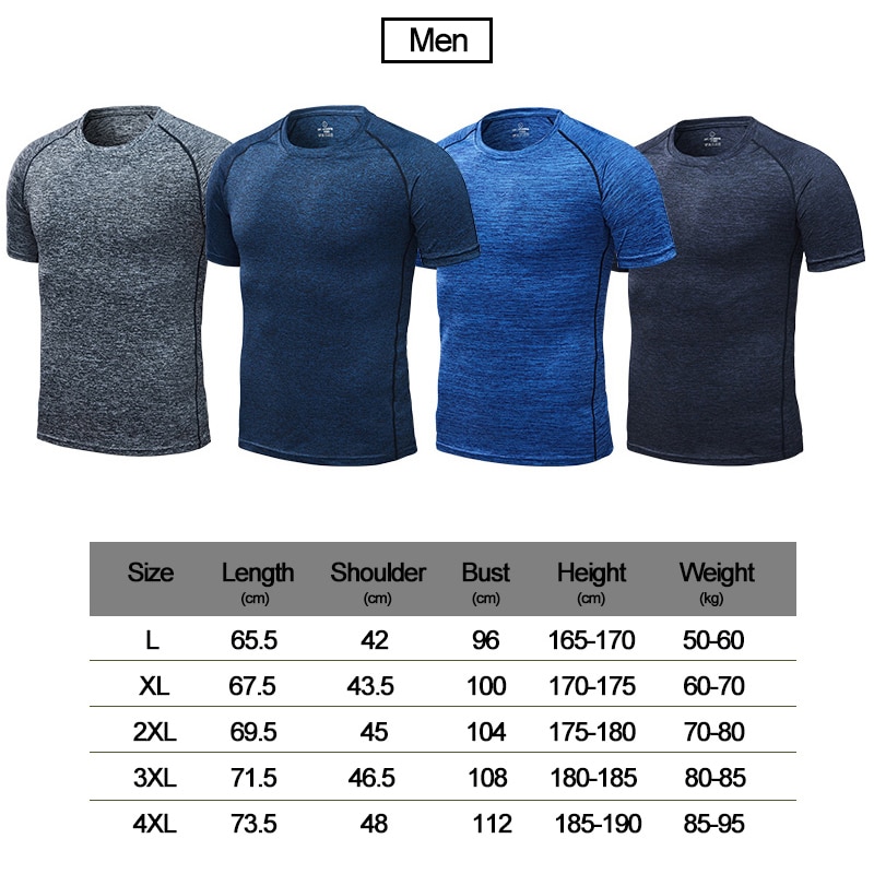 L-4XL Mens Running T-shirts Quick Dry Men Sport T Shirts Workout Gym Training Shirt Fitness Tops Running Sport Tees