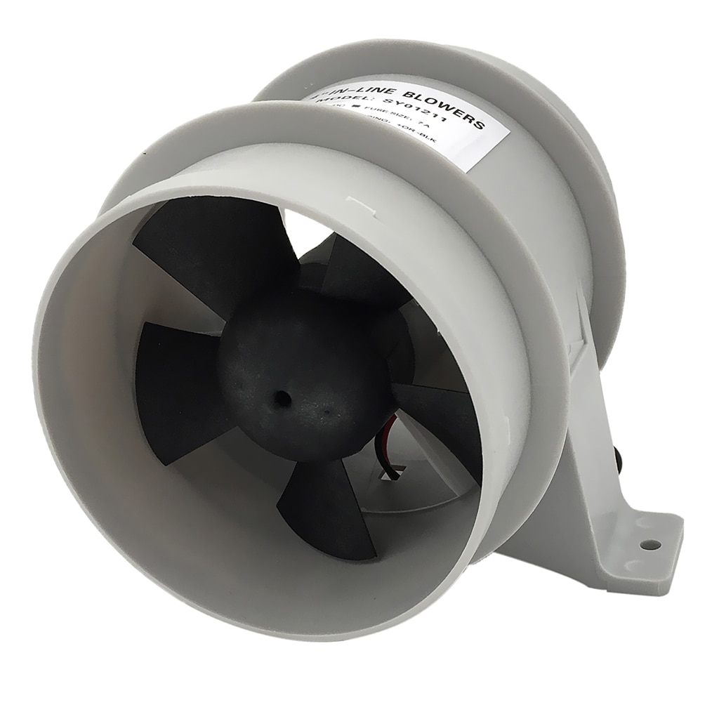 12V 40A ABS Quiet Air Blower Water Resistant 4 inch Diameter High Air Flow In-Line Blower Marine Bilge Boat Blower Motor Plastic