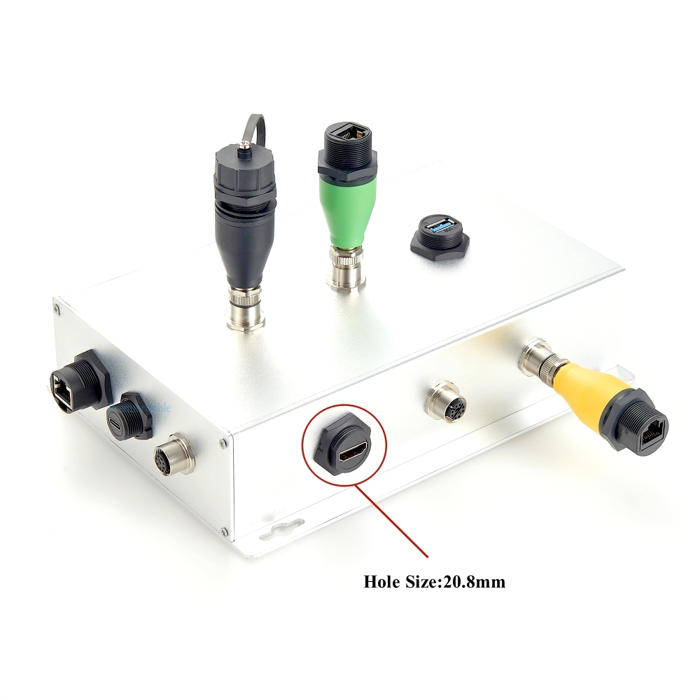 Connecteur étanche HDMI IP67, adaptateur de montage sur panneau 4K, connecteur de passage femelle à femelle, alimentation par cloison HDMI, coupleur traversant