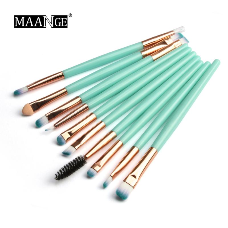 10 Stuks Make-Up Kwasten Set Eye Make-Up Kwasten Kit Oogschaduw Blending Eyeliner Wimper Wenkbrauw Borstel Make-Up Tool