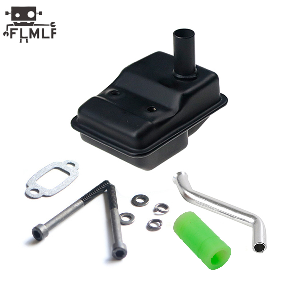FLMLF Kit de caja de silencio de escape para motor Rc de 23CC ~ 36CC para 1/5 Hpi Rofun Km Rovan Baja Losi 5ive-T DBXL FG GoPed Redcat: Azul