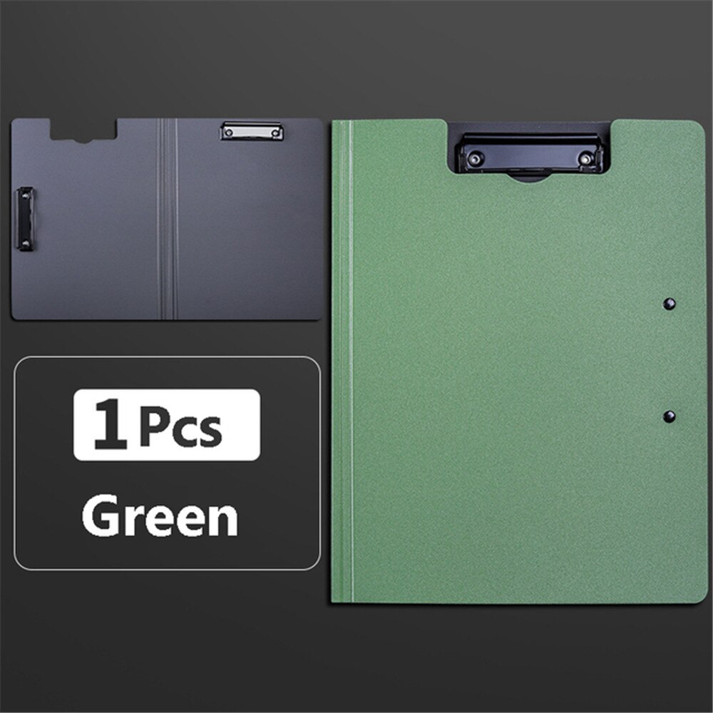 A4 File Folder Clipboard Writing Pad Memo Clip Board Double Clips Test Paper Storage Organizer School Supplies Office Stationary: Green