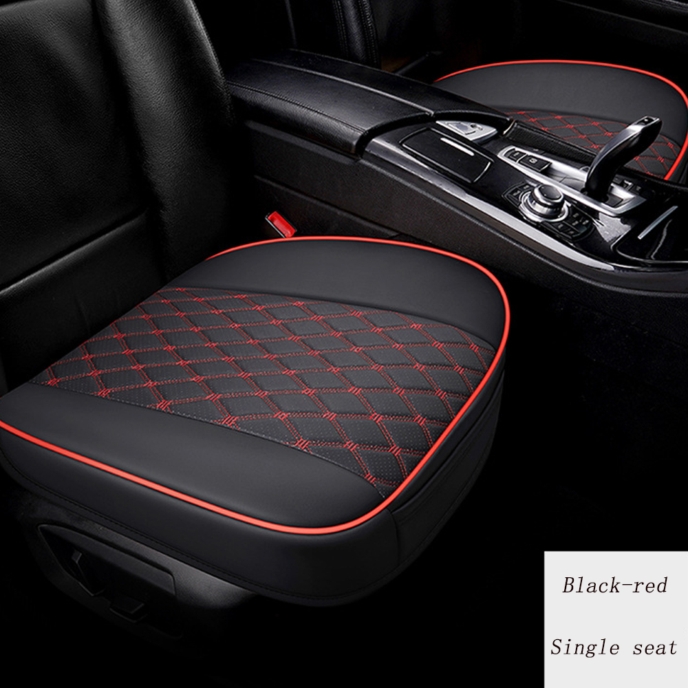 Autostoel Voor Kussen Antislip Ademend Bestuurder Zitkussen Pu Lederen Autostoel Bescherming Bekleding Auto interieur Levert: black-1pcs