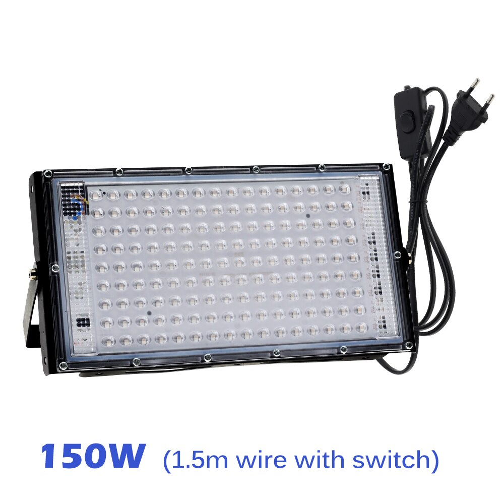 395nm 400nm ledet uv flomlys 220v vanntett ultravilet lampe 2835 brikker 50 lysdioder 96 lysdioder 50w 100w 150w med bryter: 150w med bryter