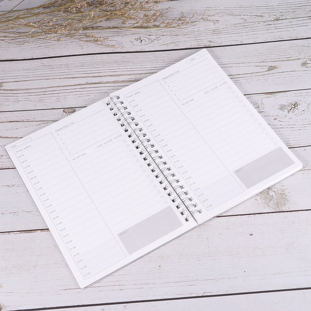 2pcs Student Daily Planner Efficiency Agenda Schedule Notebooks Diary Stationery (Leather)