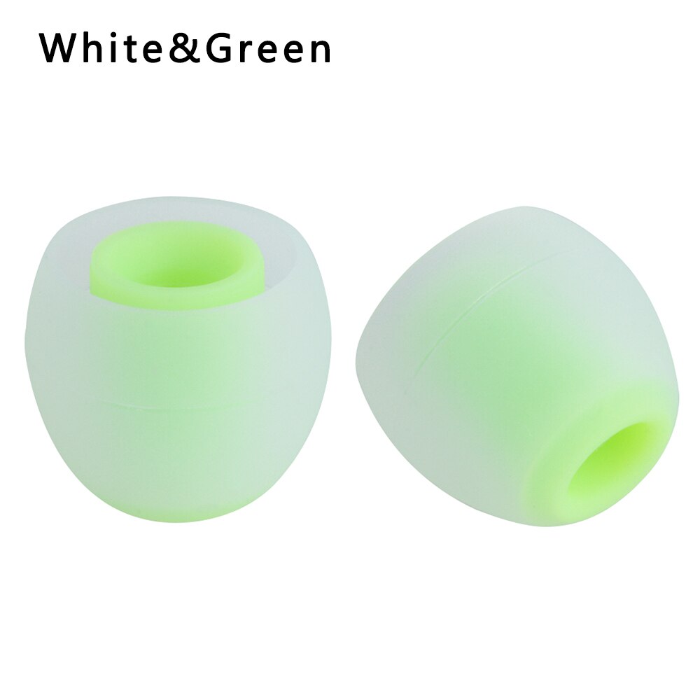 2Pcs/1 Pair Colorful Rubber 3.8mm In-ear Earphone Earbuds Replacement Silicone Rubber Ear Tips Universal Replacement Earbuds: S white green